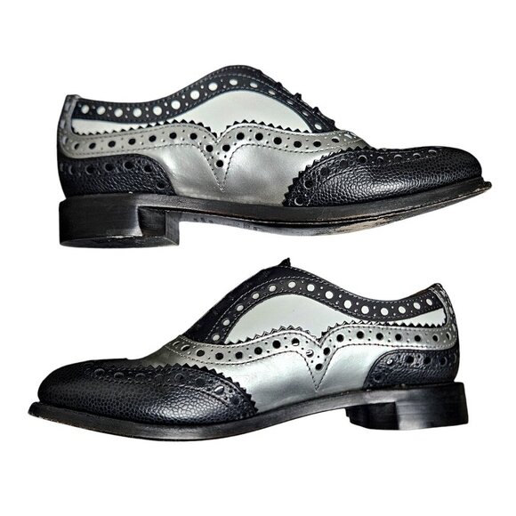 Office of Angela Scott Mr. Doubt Wingtip Brogue Silver Black Leather Oxford 36.5 - Picture 8 of 16